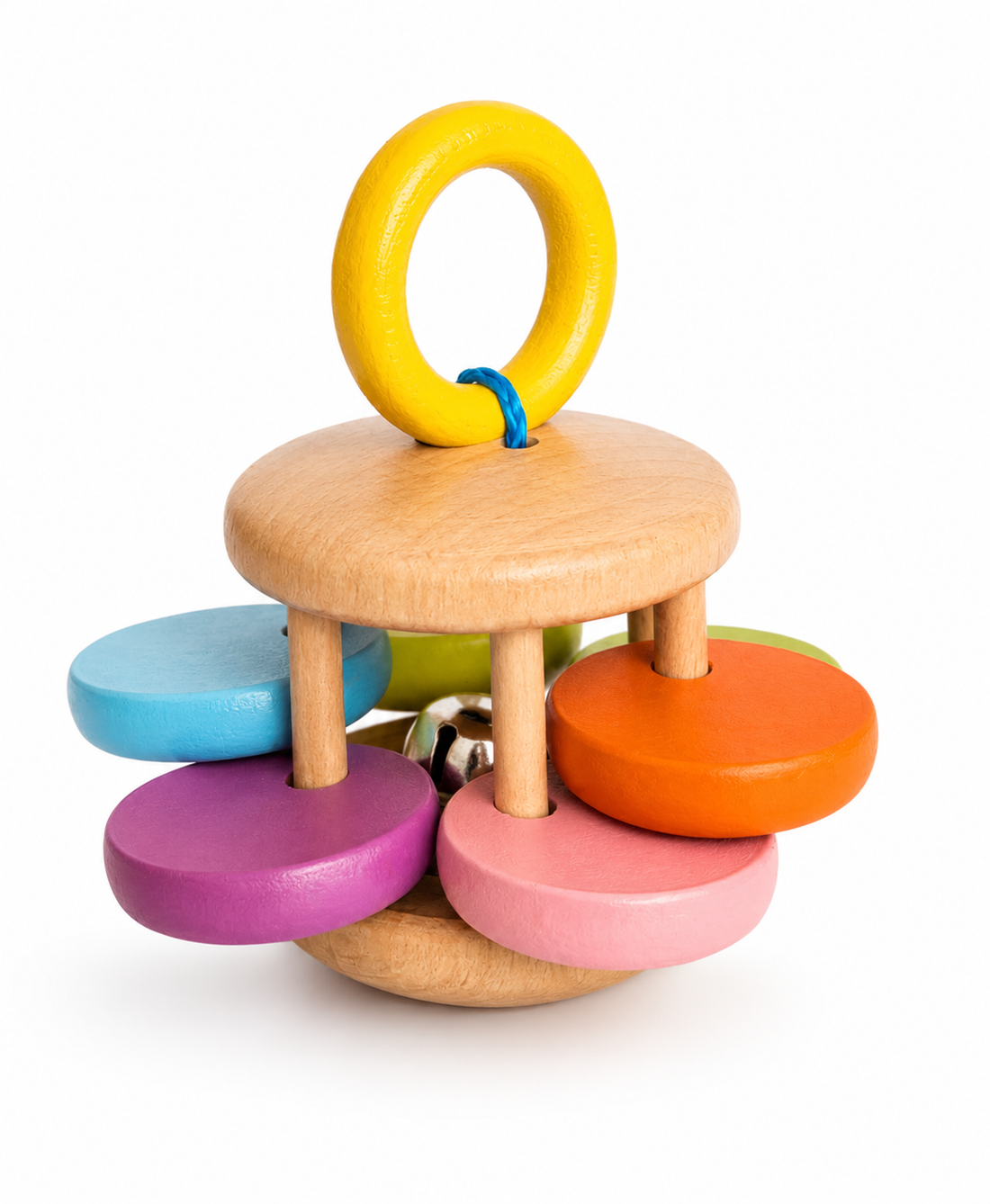 4 Piece Wooden Baby Toy Set –  Soother Wrist Teether and Bell Toy